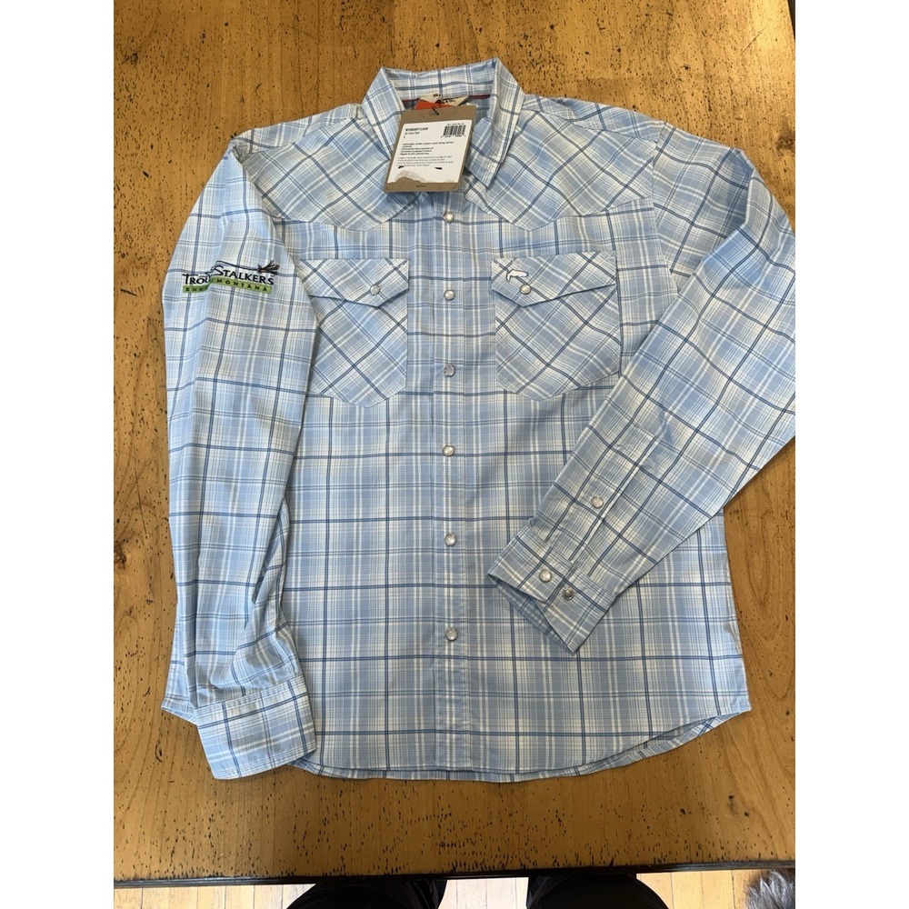 New SIMMS Brackett Men's S Pearl Snap Button Down Long Sleeve Shirt Fishing